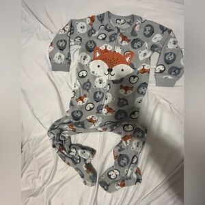 Gray Fox Print Kids One Piece